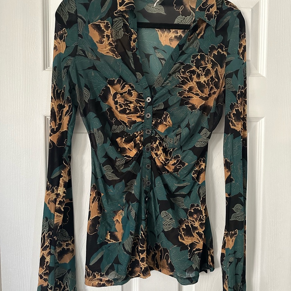 Free People Lucky Shirtee in Black Bloom Combo